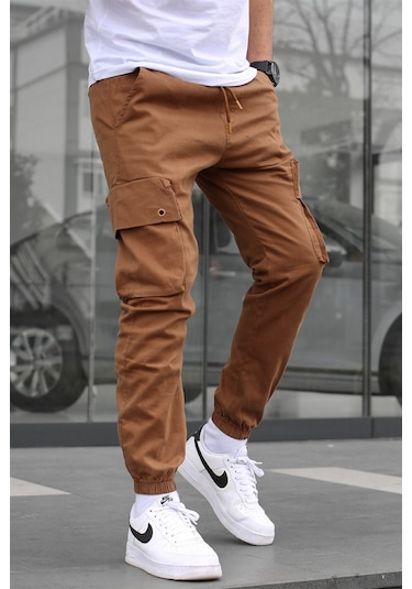 Madmext Camel Dar Paça Kargo Cep Erkek Pantolon 5647