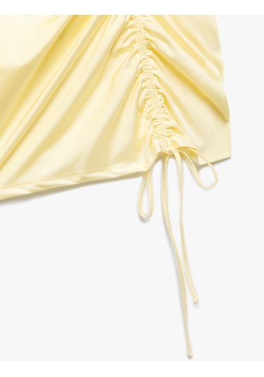 Koton Drape Detaylı Büzgülü Mini Pareo Etek Sarı 5sak70007mk Sarı