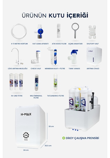 8l Çelik Tank 15 Aşama Multi Mineral 80gpd Su Arıtma Cihazı B3512