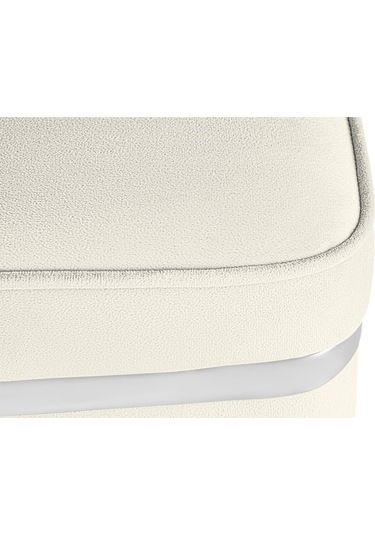 Zengo Silver Twin Line Kare Puf -beyaz Kumaş, Dekoratif Makyaj Masası Pufu-modern Style