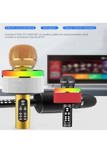 Mufunye Kablosuz Bt Karaoke Mikrofon Taşınabilir El Mikrofonu Hoparlör Makinesi 1800mah Şarj Edilebilir Hoparlör Ev Partisi Şarkı Söyleme İçin E