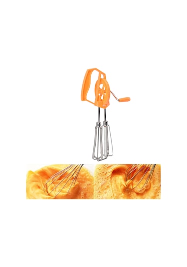 Shineyee Stahl El Çırpıcı, İki Başlı Otomatik Döner, Kek Hamuru Ve Yumurta Karıştırıcı, Dayanıklı Plastik Ve Paslanmaz Çelik, Turuncu Turuncu