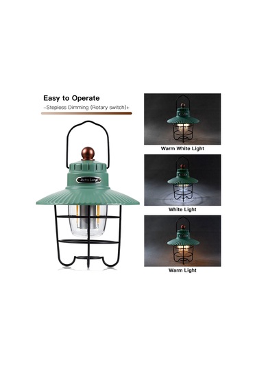 Yuntech01 Küçük Beyaz Usb Şarjlı Kamp Lambası, 3 Işık Modu İle Dimmable, Cep Telefonu Şarj Özelliği, Retro Tasarım, Kamp/hiking/fishing Için Çok Renkli