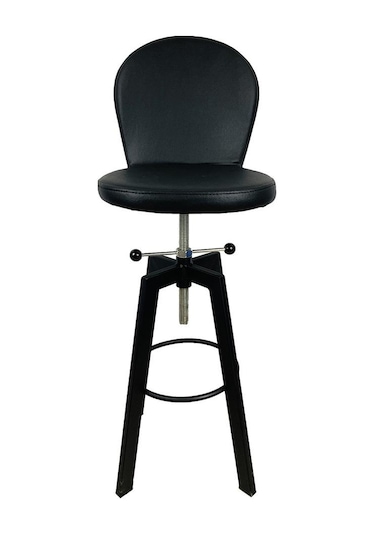 Helen Bar Sandalyesi Bar Taburesi Sırtlı Siyah Deri Oturak Çok Renkli