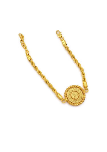 Altın Kaplama Çeyrekli Dorika Çerçeve Burgu Zincirli Bileklik Blk-1173 Altın