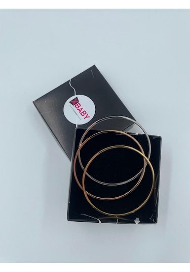 Xbaby Silver,gold,rose Gold Renkli 3 Lü Yassı Ajda Bileklik