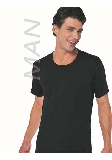 Erkek Siyah Süprem Yarım Kollu Sıfır Yaka Atlet % 100 Pamuklu Fanila 3 Lü Paket 112-3s Siyah