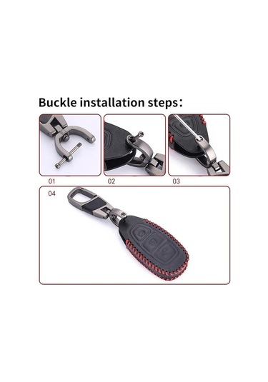 Araba Anahtarsız Uzaktan Anahtar Fob Kabuk Kapağı 3 Düğme Deri Anahtar Kutusu Ford Uyumlu Fiesta Focus 3 4 Mondeo Ecosport Kuga Focus St