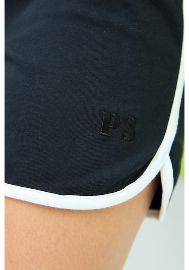 Polo State Kadın Ps Nakışlı Polo T-shirt / Şort Takım Siyah