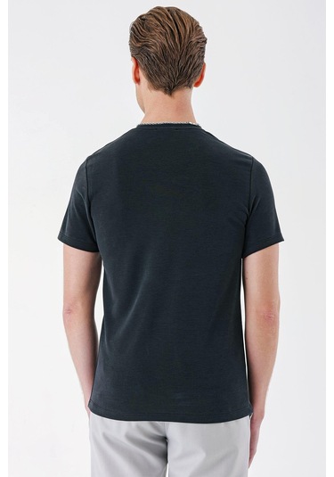 Slim Fit Bisiklet Yaka Pamuklu Siyah Tişört Ts 880 Siyah