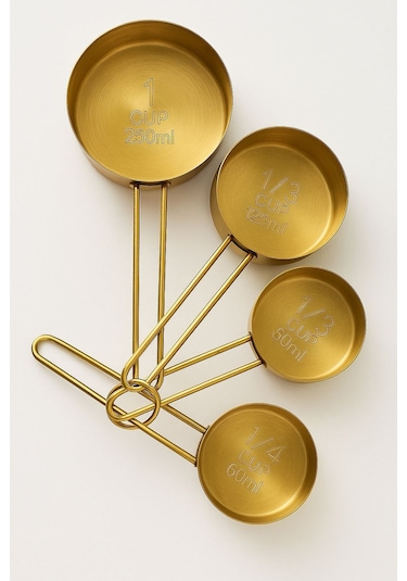 Morponi 4'lü Metal Saplı Gold Touch Premium Ölçü Kaşık Seti Golden