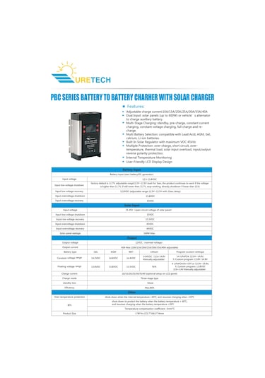 Uretech DC-DC Akü Şarj Cihazı 12V 40A Amper Yaşam Aküsü Şarj Cihazı