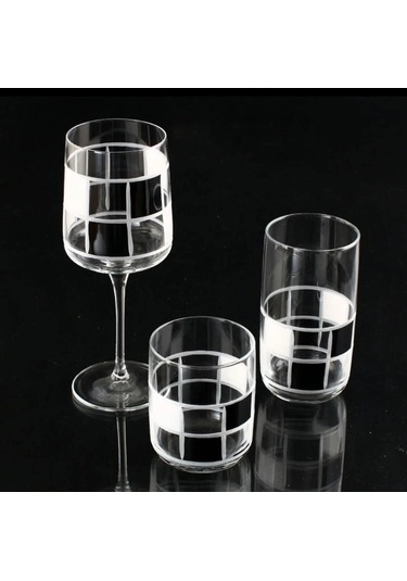 Sofra Takımı Çizgi Dkr Trn Dama Siyah Beyaz Dekor 112-805-229 18 Parça 6 Kişilik Çok Renkli