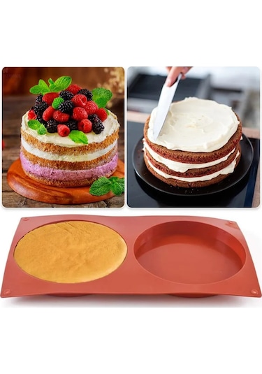 Kangvka 14cm Çift Kamera Silikon Pasta Kalıbı - Fırın/donuk Uyumlu, Lezzetli Pasta/mousse Hazırlama, Kolay Temizleme KIrmızı