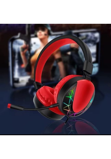 Akz 021 Kablolu Mikrofonlu Işıklı Oyuncu Kulaklığı Rgb Kırmızı