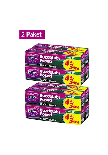 Buzdolabı Poşeti Orta Boy 4 Al 3 Öde 4 20 24 X 38 Cm İkili Set