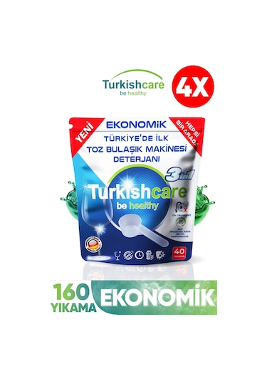 Hepsi Bir Arada Toz Bulaşık Makinesi Deterjanı 40 Yıkama X 4 Adet