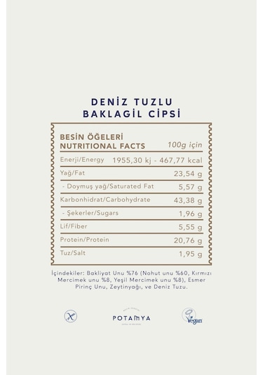 Potamya Deniz Tuzlu Baklagil Cipsi 50 Gr X 3 Adet