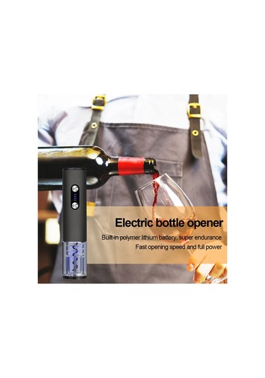 Otomatik Elektronik Tirbuşon Şarj Edilebilir Folyo Kesici Ve Usb Siyah