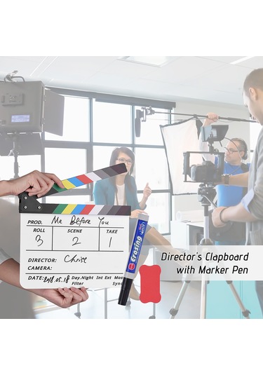 Profesyonel Akrilik Klaket Beyaz Tahta Tv Film Yönetmen Kurgusu Aksiyon Sahnesi Klaket Tahtası Marker Kalemi Silgisi İle
