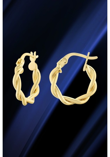 Moom Mücevherat Kadın 14 Ayar Altın Küpe Minimalist Burgu Modern Halka Altın Küpe 15 Mm-Mm20092