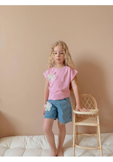 Jolly Kids Kız Çocuk Kot Jean Şortlu Badili Takım Pembe Jolly Kids Kız Çocuk Kot Jean Şortlu Badili Takım Pembe