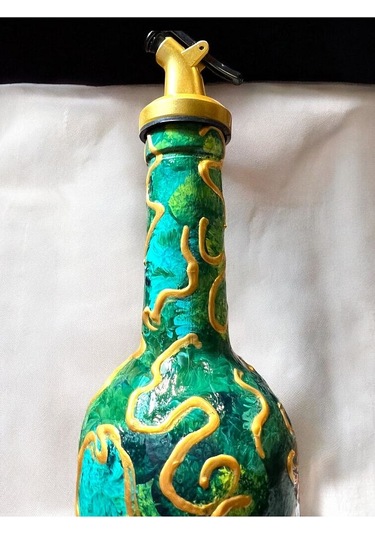 El Yapımı Altın Varaklı Yağdanlık Tasarım Sunum Standı İle Şık Mutfaklar Ve Sofralar Yeşil