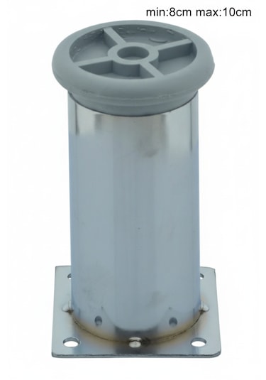 Ludıa Metal Ayarlanabilir 3 Adet Mobilya Ayağı Metal Tablalı 8cm Gri
