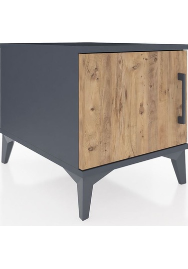 Kronos Komodin Tek Raflı Tek Kapaklı 44x59x48 Antrasit-çam Antrasit