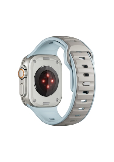 Watch Ultra 49mm Arth Krd-135 Silikon Kordon Strap Kayış - Açık Mavi-gri