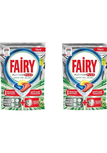 Fairy Platinum Plus Limon Kokulu Bulaşık Makinesi Deterjanı 2 x 40 Tablet