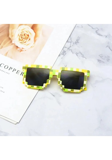 Rpxbguckarhg Komik Çocuk Güneş Gözlüğü - Thug Life Stili Piksel Gözlük, Cosplay Ve Hediye İçinyellow51gri Gri