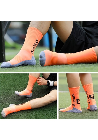 Konesam Antibakteriyel Kadife Futbol Çorabı Erkek Kadın Orta Uzunluklu Kaymaz Tabanlı Spor Çorap Beyaz Beyaz