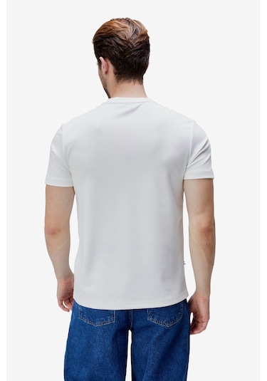 Ucla Canary Beyaz Bisiklet Yaka Gofre Baskılı Modal Kumaş Standard Fit Erkek Tshirt Siyah