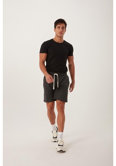 Erkek Golf Nakışlı 2 Iplik Şort Antrasit
