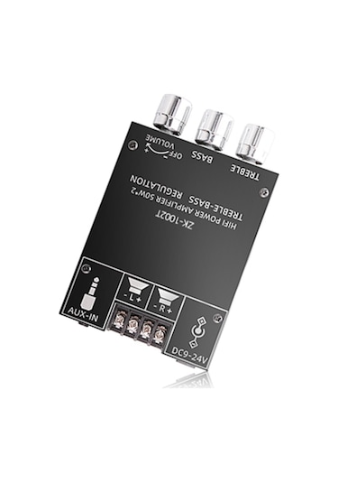 Zk-1002t Tiz Ve Bas Kontrollü Bt Ve Aux Girişli Amfi Kartı