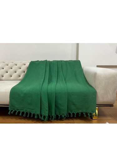 Yeşil Koltuk Örtüsü Balık Sırtı Desen 180 210 Benetton Yeşil