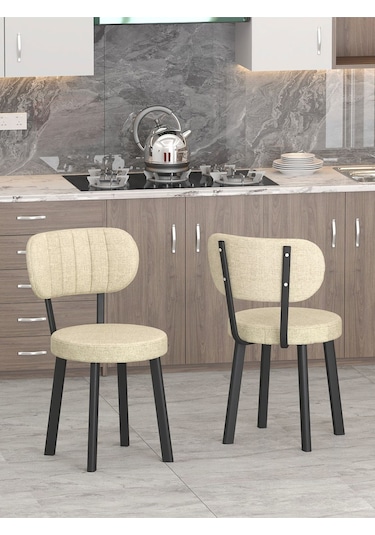 Azra 70x110cm Beyaz Mutfak Masası, Mutfak Masası Takımı, Yemek Masası, 4 Krem Sandalye Krem