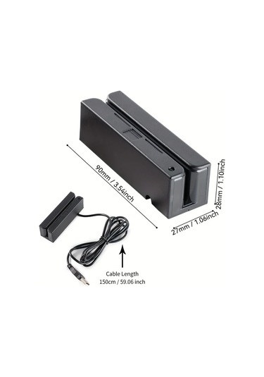 Elmpaly 1 Adet Manyetik Şeritli Kart Okuyucu - Usb Hico Loco 3 Track Sürücüsüz Kredi Kartı Okuyucu Klavye Emülasyonu