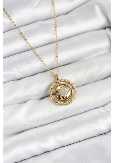 316l Çelik Zincir Gold Renk Kutup Yıldızı Model Kadın Kolye - Prt3500eb09337-95259 altın
