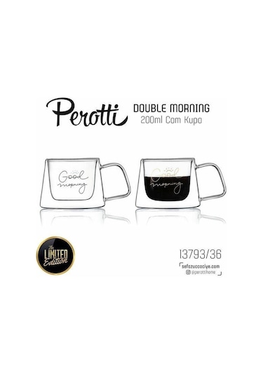 Perotti 13793 Good Morning Çift Cidarlı Cam Kahve Kupası 200ML