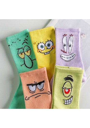 Bgk Unisex Desenli Kolej Çorap 5'li Extra Rahat Çok Renkli