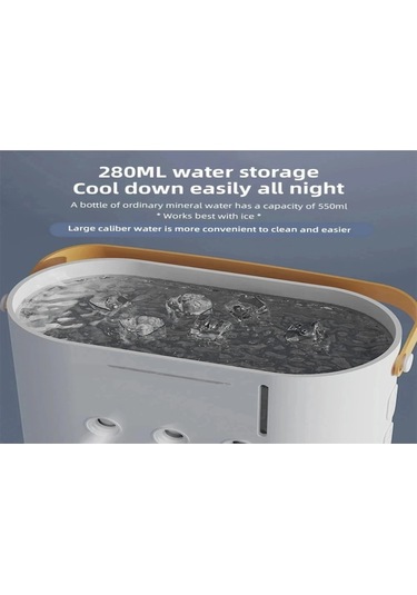 Yaozixa Usb Şarjlı Çift Lüftü Buhar Saçan Soğutucu Fan - Ev, Kamp, Yolculuk İçin Taşınabilir Nemlendirici Soğuk Hava Makinası