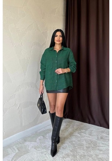 Yeşil Işıltılı Gömlek Yeşil