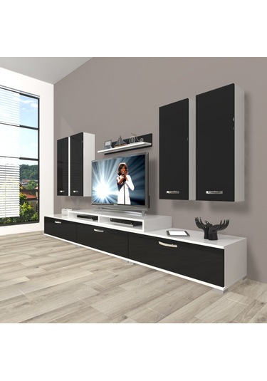 Decoraktiv Ekoflex 8d Slm Tv Ünitesi Tv Sehpası Beyaz - Siyah