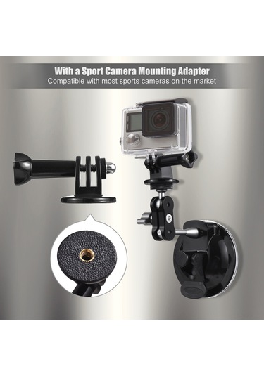 Yaozixa Siyah Abs+metal Süngerli Tutucu, 450g Yük Kapasitesi, 360 Döner İki Toplu Uç, Spor Kamerası Ve Telefon Uyumlu