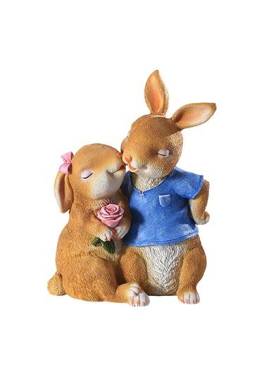 Suntek Karikatür Bahçe Çift Tavşan Heykelleri Masa Üstü