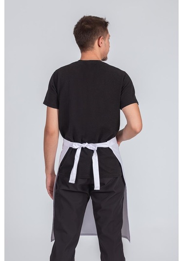 Erkek Belden Bağlamalı Barista Şef Mutfak Önlüğü Beyaz