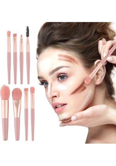 Mufunye Makyaj Fırçası Seti, Mini Taşınabilir, Yumuşak Kıllar, Gri