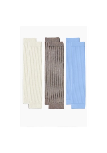 3 Adet Basic Kalın Pamuk Karışımlı Tozluk Mavi-kahverengi